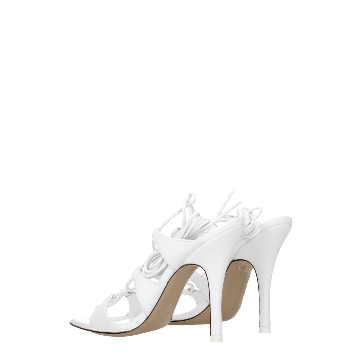 White Leather Stiletto Heel Sandals