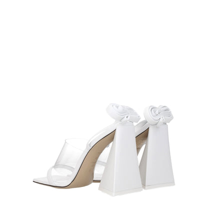 White Leather Stiletto Heel Sandals-The Attico-LabelTerrace.com