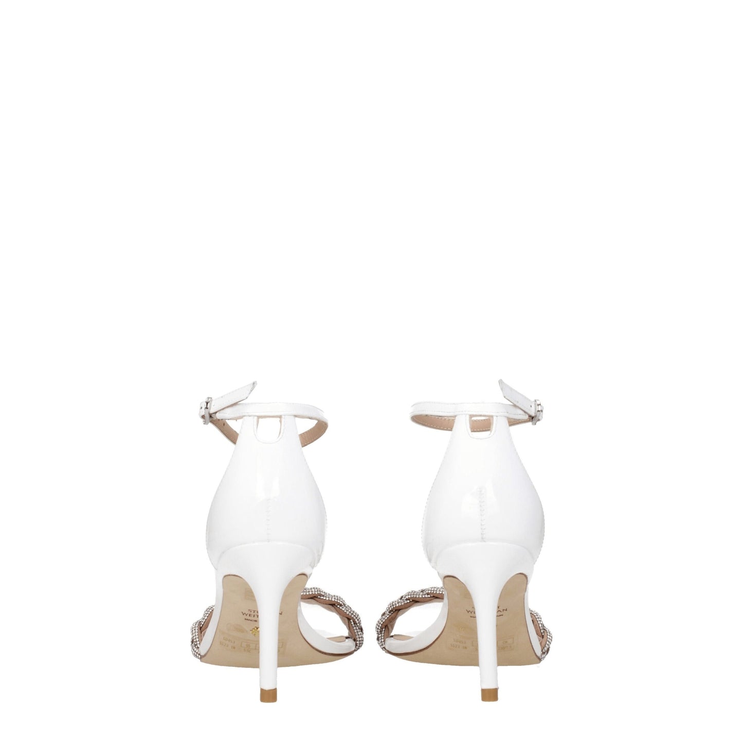 White Leather Stiletto Heel Sandals-Stuart Weitzman-LabelTerrace.com