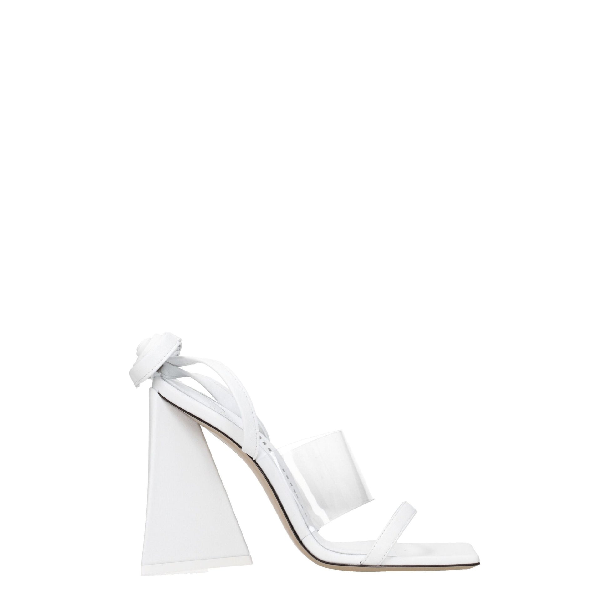 White Leather Stiletto Heel Sandals-The Attico-LabelTerrace.com