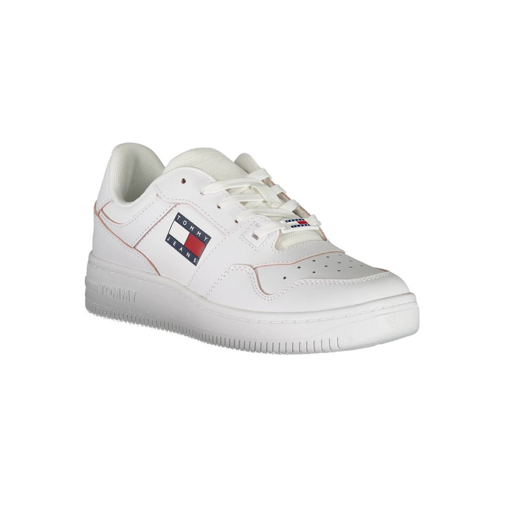 White Leather Women Sneaker-Tommy Hilfiger-LabelTerrace.com