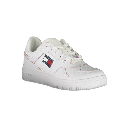 White Leather Women Sneaker-Tommy Hilfiger-LabelTerrace.com