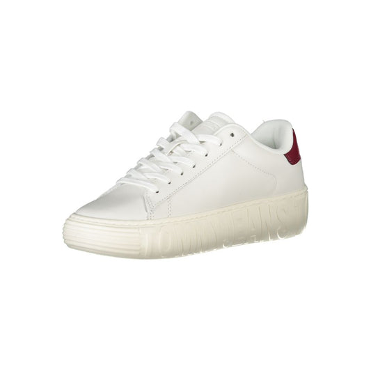 White Leather Women Sneaker-Tommy Hilfiger-LabelTerrace.com
