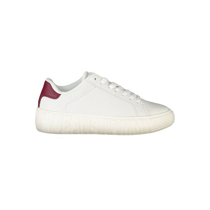 White Leather Women Sneaker-Tommy Hilfiger-LabelTerrace.com
