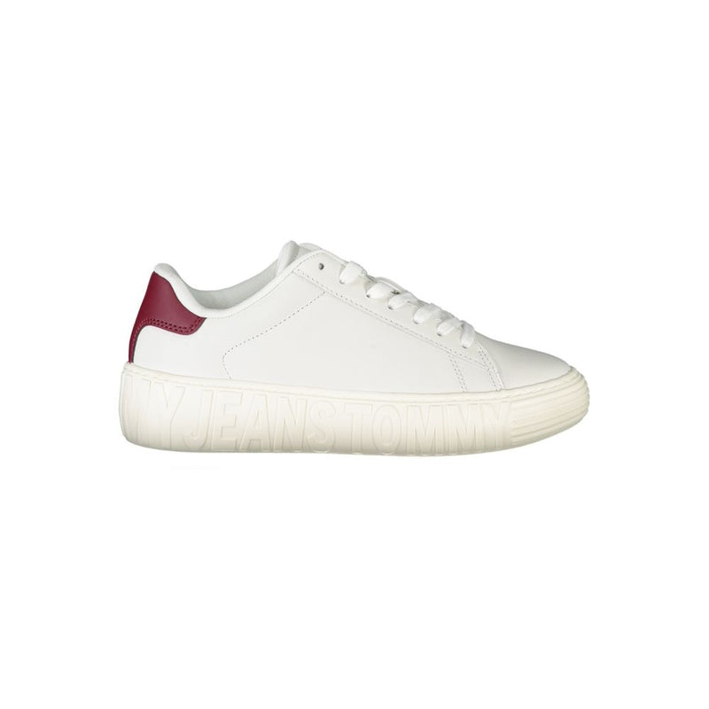 White Leather Women Sneaker-Tommy Hilfiger-LabelTerrace.com