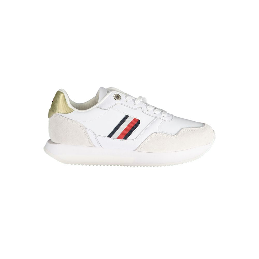 White Leather Women Sneaker-Tommy Hilfiger-LabelTerrace.com