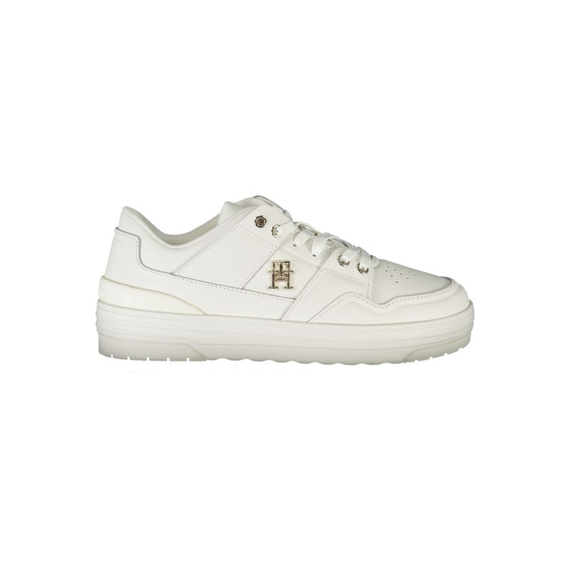 White Leather Women Sneaker-Tommy Hilfiger-LabelTerrace.com