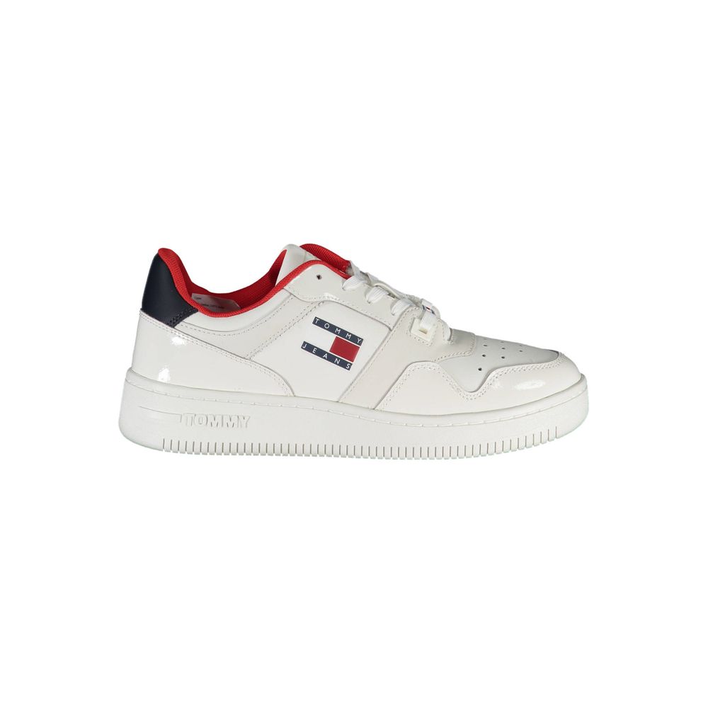 White Leather Women Sneaker-Tommy Hilfiger-LabelTerrace.com