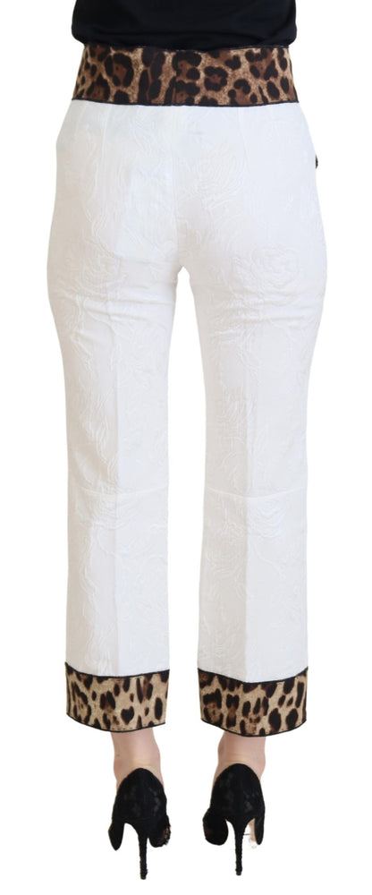 White Leopard Print High Waist Pants