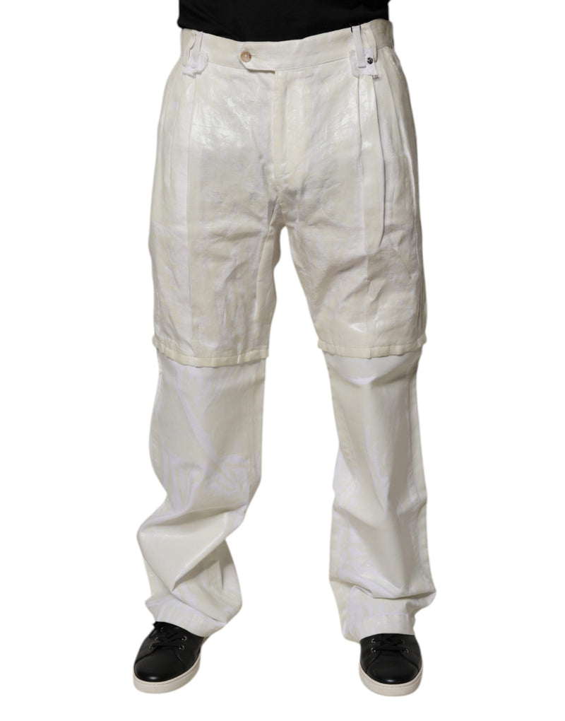 White Linen Mid Waist Straight Men Denim Jeans-Dolce & Gabbana-LabelTerrace.com