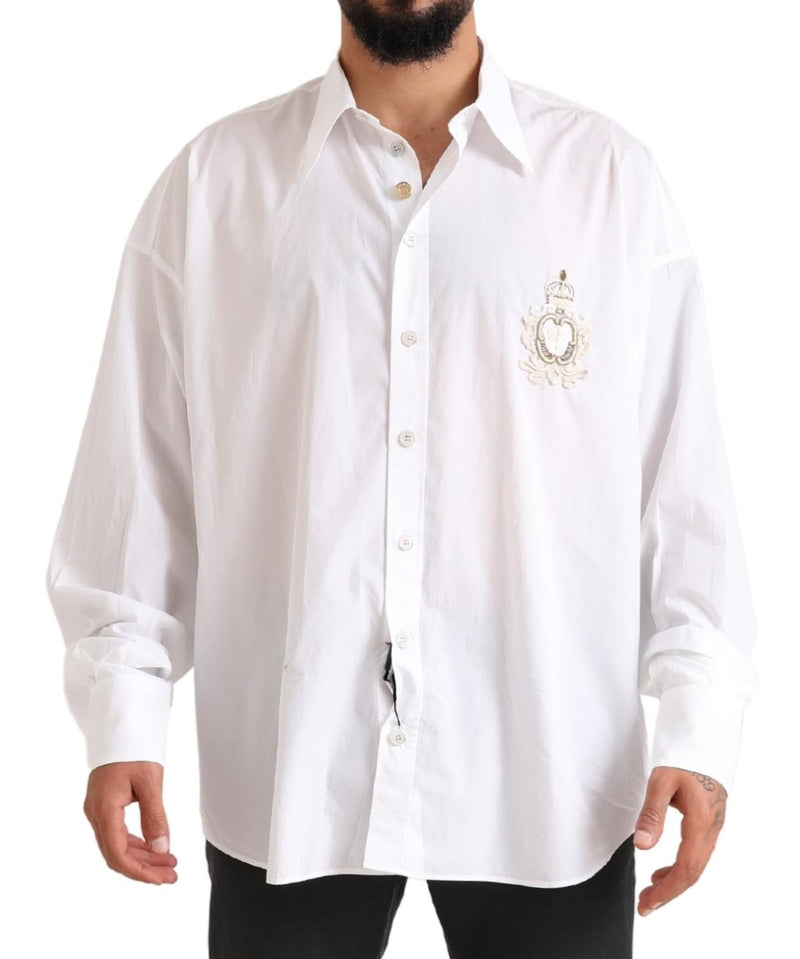 White Logo Cotton Casual Long Sleeves Shirt-Dolce & Gabbana-LabelTerrace.com