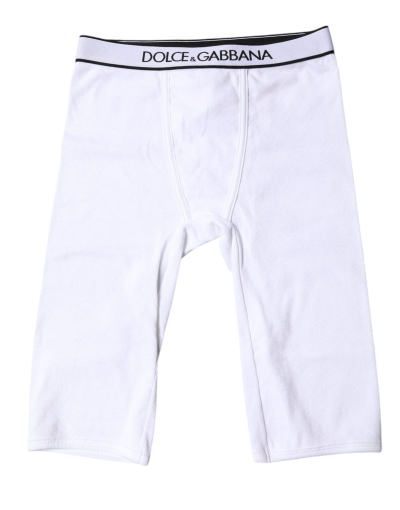 White Logo Cotton Cropped Tights Underwear-Dolce & Gabbana-LabelTerrace.com
