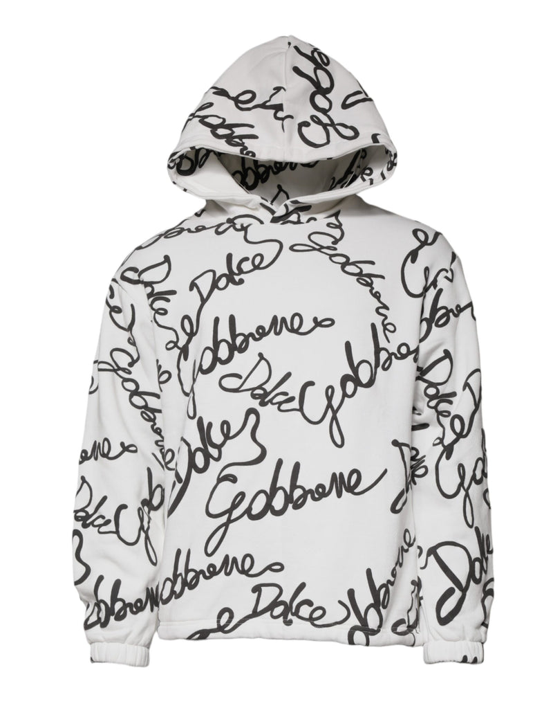 White Logo Cotton Hooded Sweatshirt Sweater-Dolce & Gabbana-LabelTerrace.com