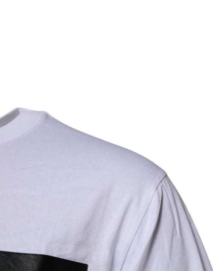White Logo Patch Cotton Crew Neck T-shirt-Dolce & Gabbana-LabelTerrace.com