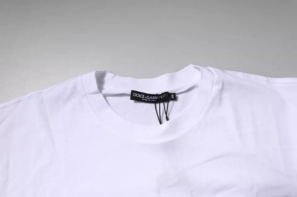 White Logo Patch Cotton Crew Neck T-shirt-Dolce & Gabbana-LabelTerrace.com