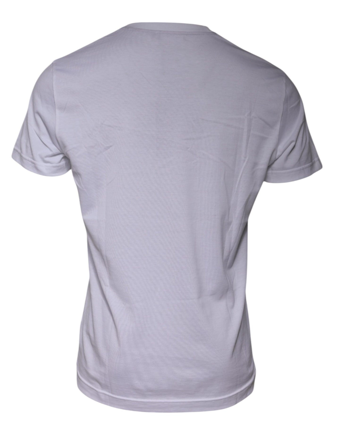 White Logo Print Cotton Crew Neck T-shirt-Dolce & Gabbana-LabelTerrace.com