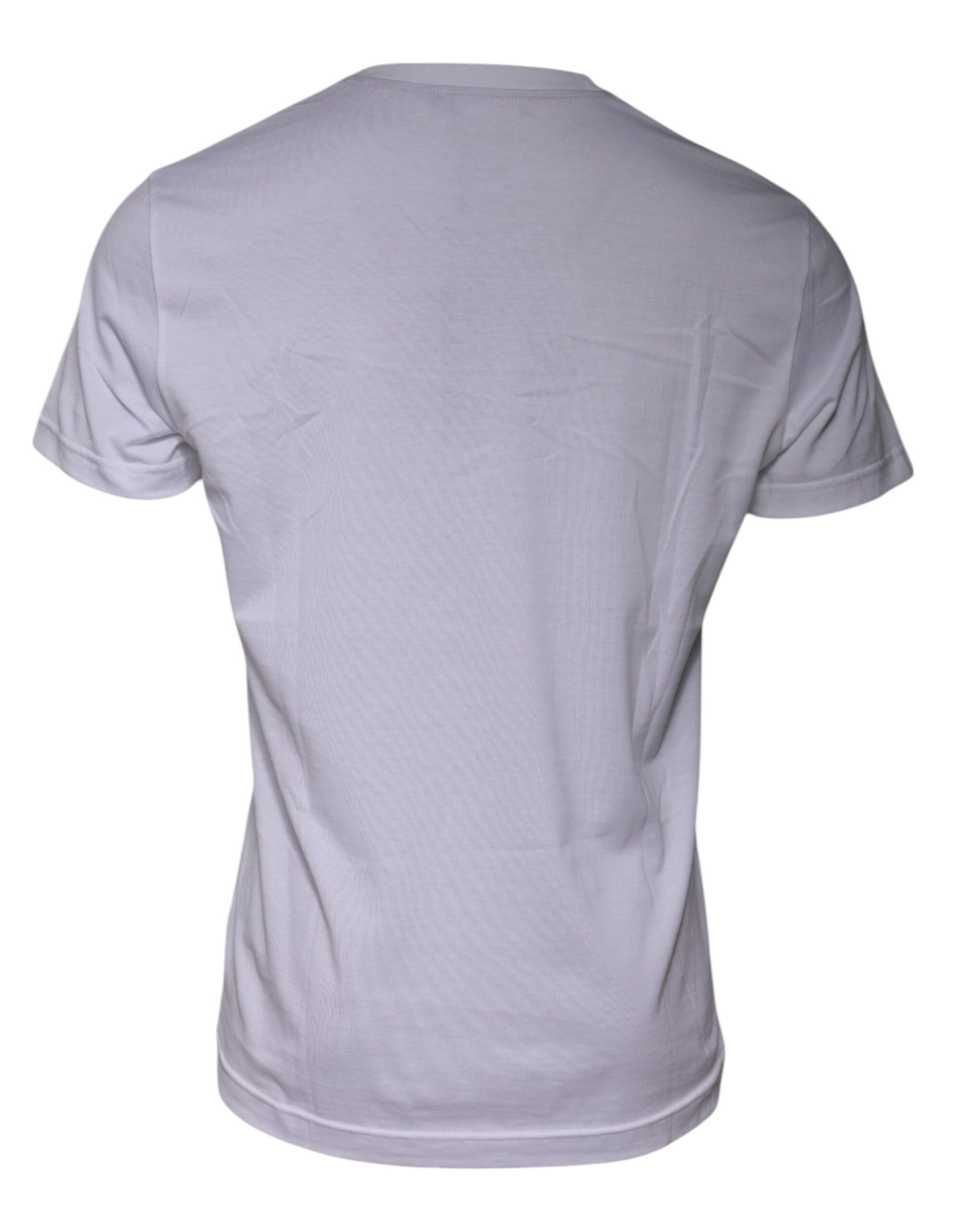 White Logo Print Cotton Crew Neck T-shirt-Dolce & Gabbana-LabelTerrace.com