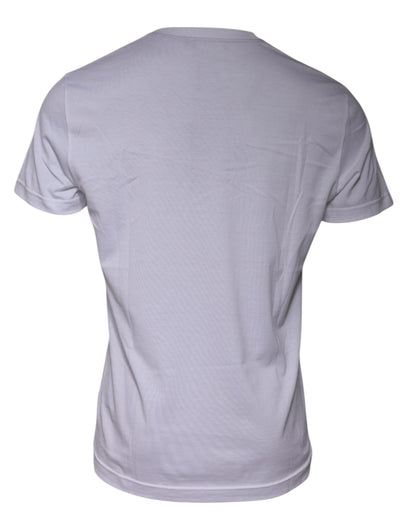 White Logo Print Cotton Crew Neck T-shirt-Dolce & Gabbana-LabelTerrace.com