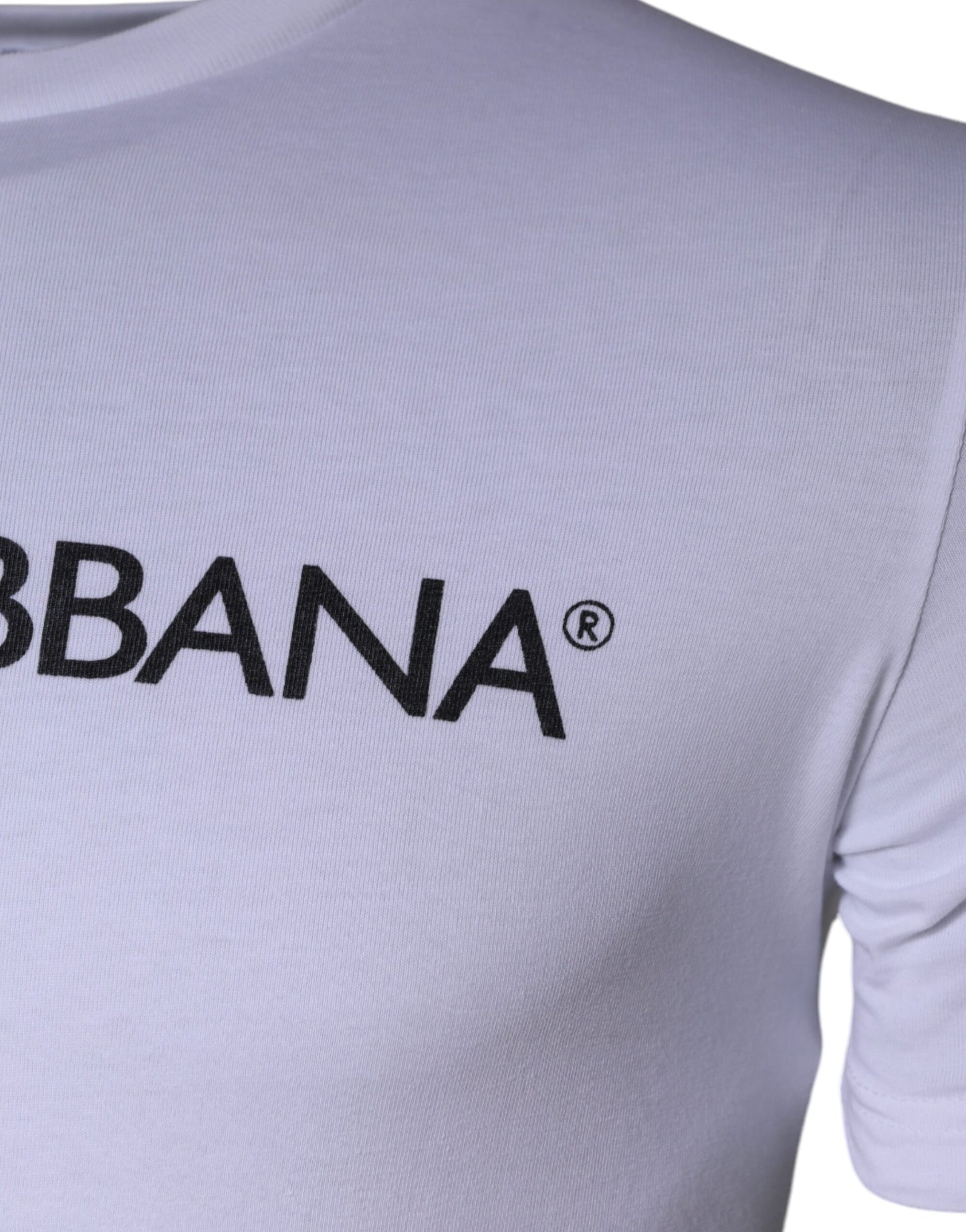 White Logo Print Cotton Crew Neck T-shirt-Dolce & Gabbana-LabelTerrace.com