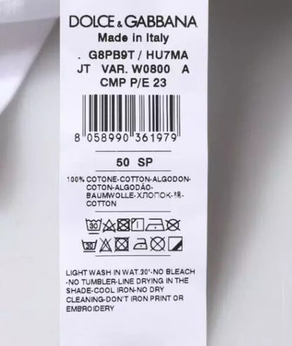 White Logo Print Cotton Crew Neck T-shirt-Dolce & Gabbana-LabelTerrace.com