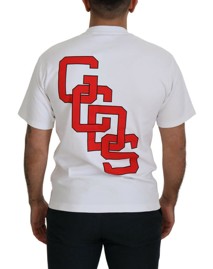 White Logo Print Cotton Short Sleeves T-shirt-GCDS-LabelTerrace.com
