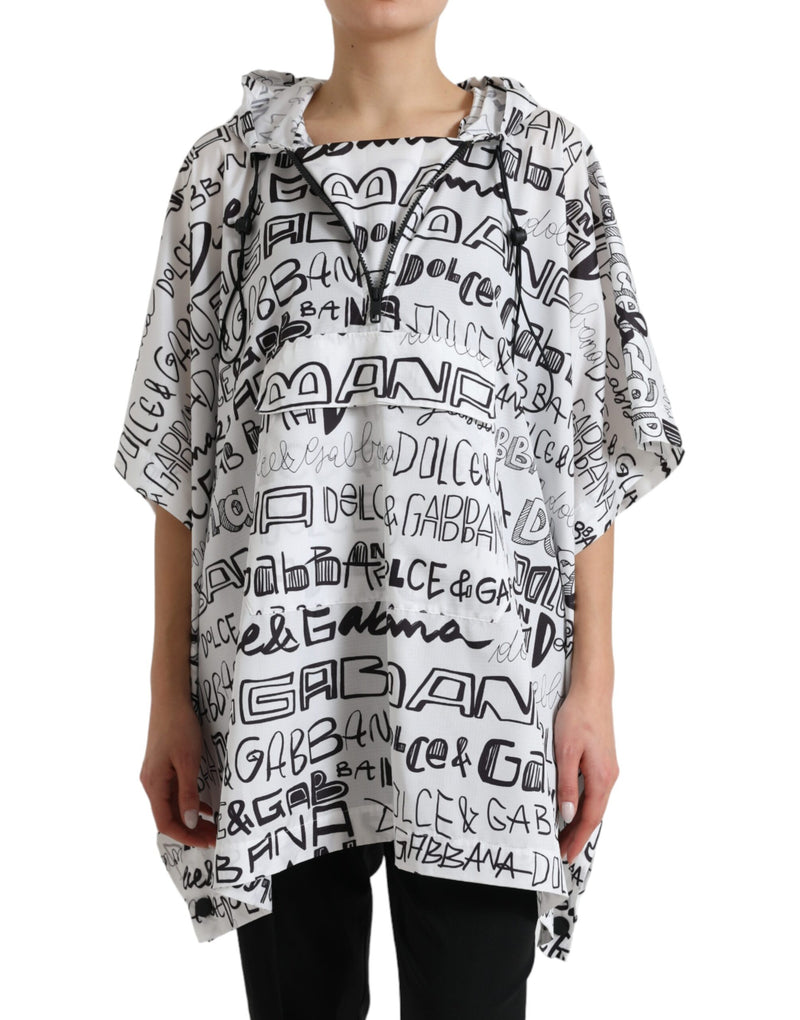 White Logo Print Hooded Blouson T-shirt Top-Dolce & Gabbana-LabelTerrace.com