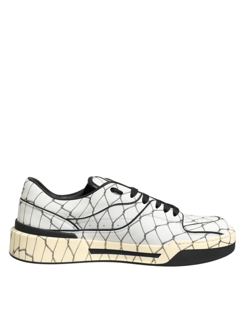 White Logo Print Low Top Men Sneakers Shoes-Dolce & Gabbana-LabelTerrace.com