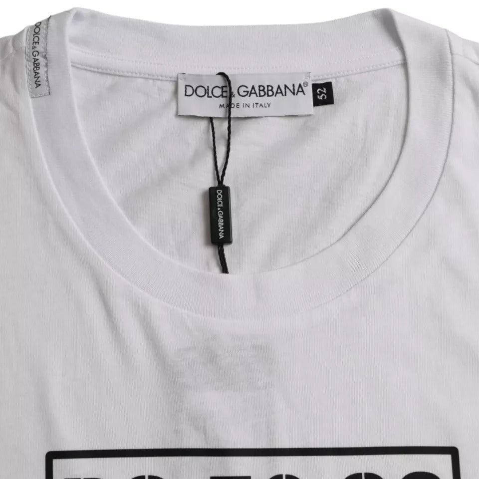 White Logo Round Neck Short Sleeves T-shirt-Dolce & Gabbana-LabelTerrace.com