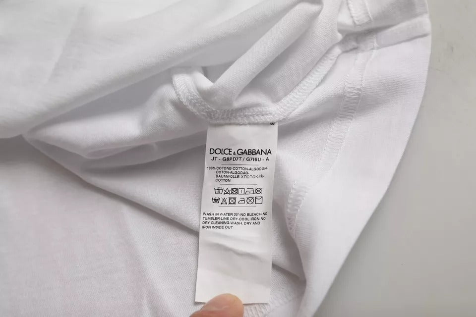 White Logo Round Neck Short Sleeves T-shirt-Dolce & Gabbana-LabelTerrace.com