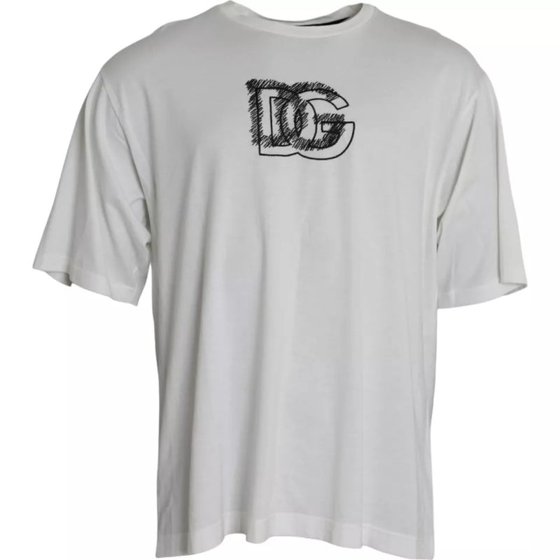 White Logo Round Neck Short Sleeves T-shirt-Dolce & Gabbana-LabelTerrace.com