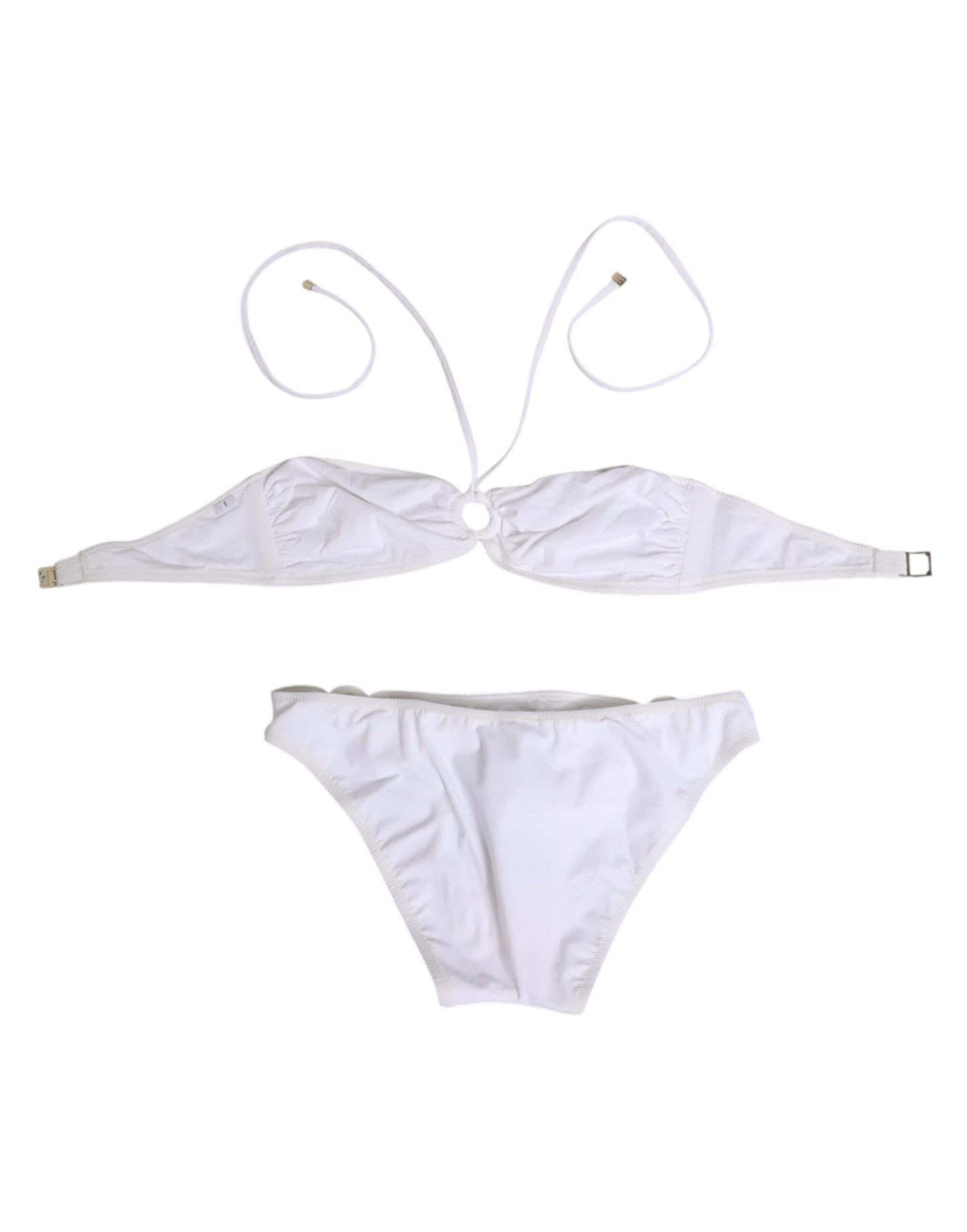 White Logo Swimsuit 2 Piece Top Bottom Swimwear