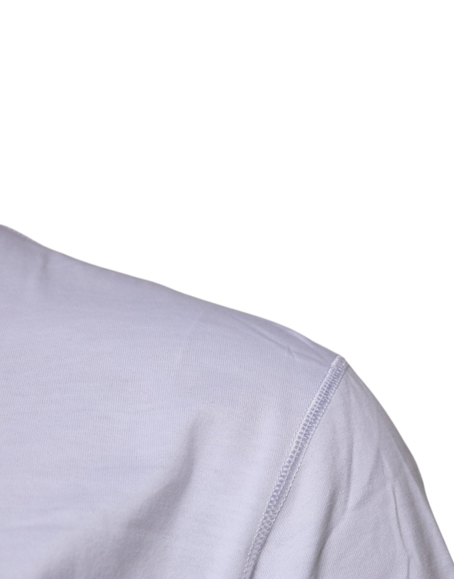 White Logo Tape Cotton Crew Neck T-shirt-Dolce & Gabbana-LabelTerrace.com