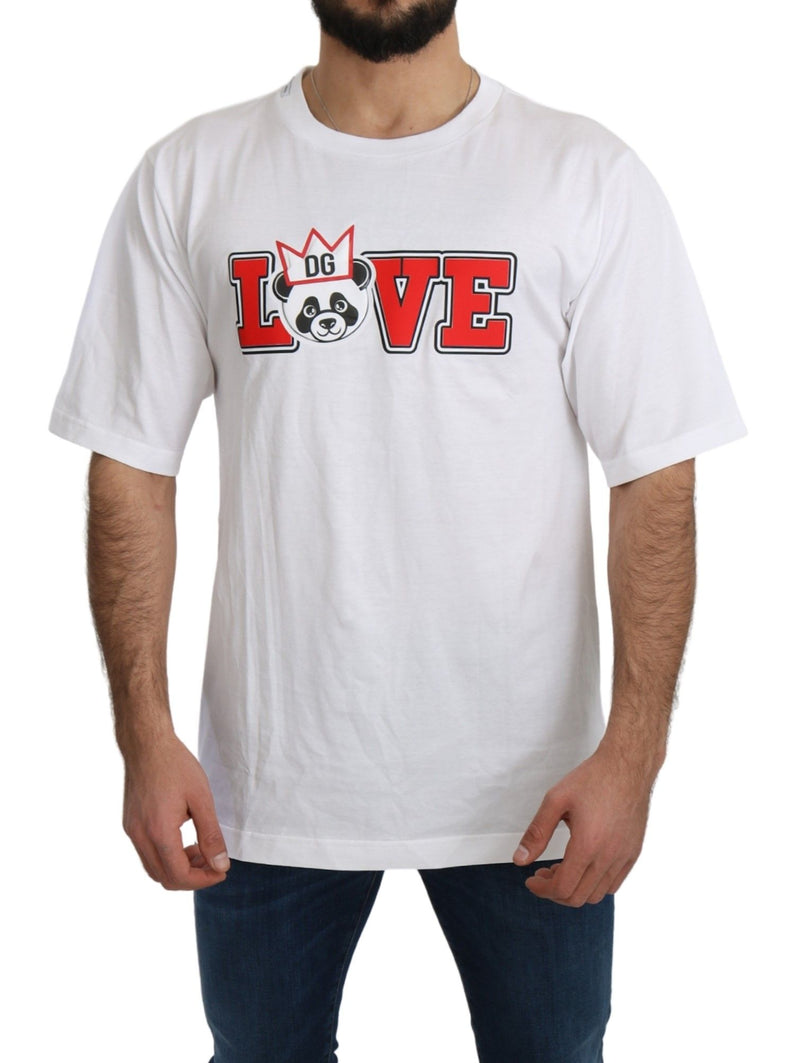 White Love Panda Print Top T-shirt-Dolce & Gabbana-LabelTerrace.com