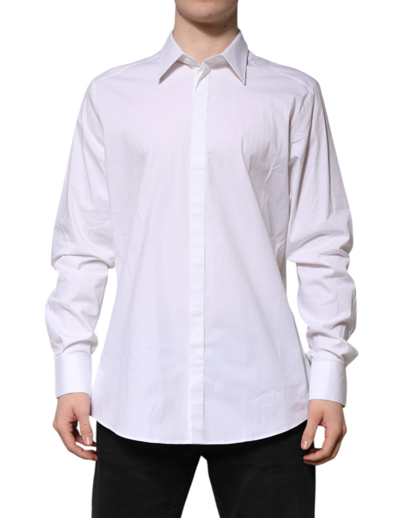 White MARTINI Long Sleeve Dress Formal Shirt-Dolce & Gabbana-LabelTerrace.com