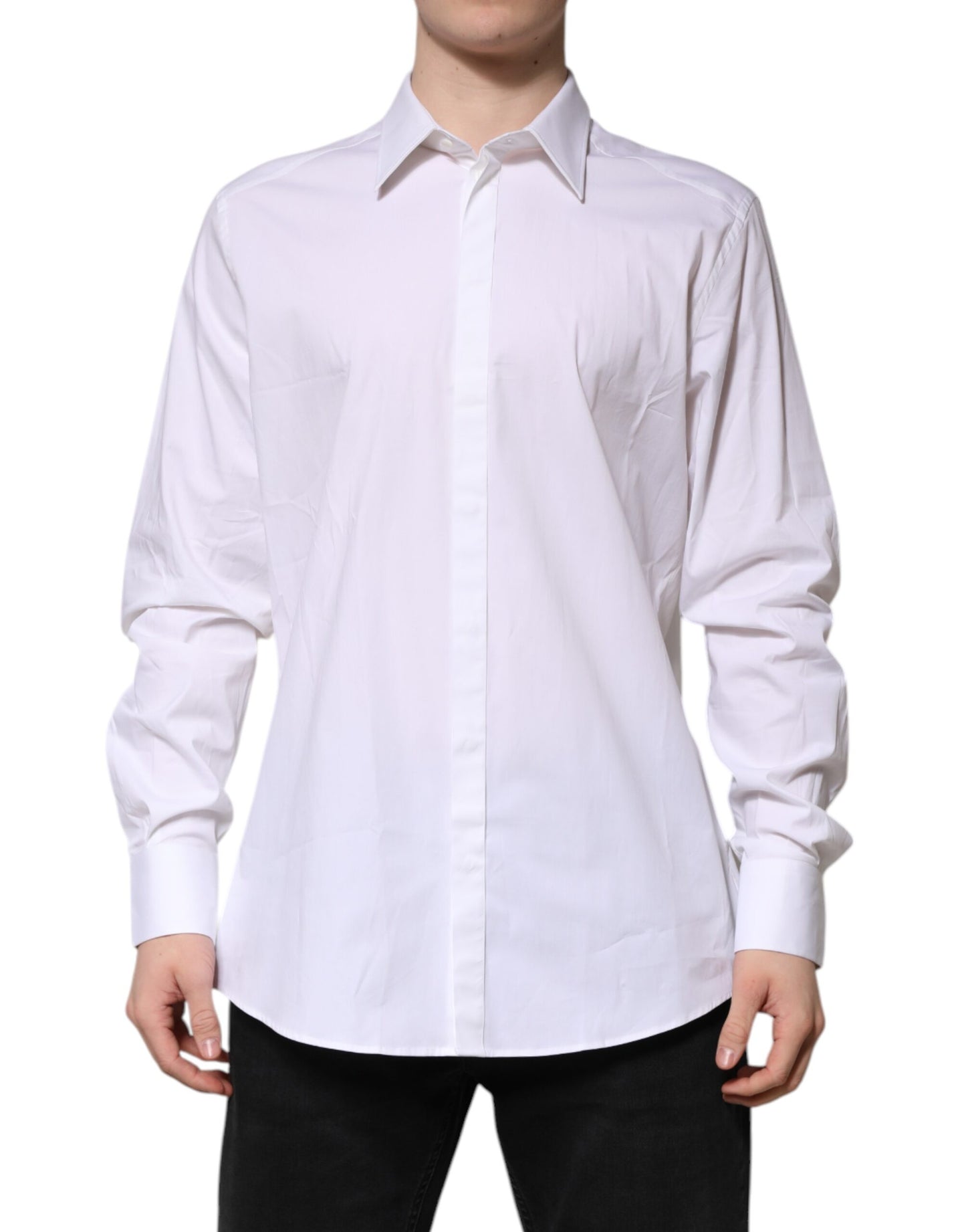 White MARTINI Long Sleeve Dress Formal Shirt-Dolce & Gabbana-LabelTerrace.com