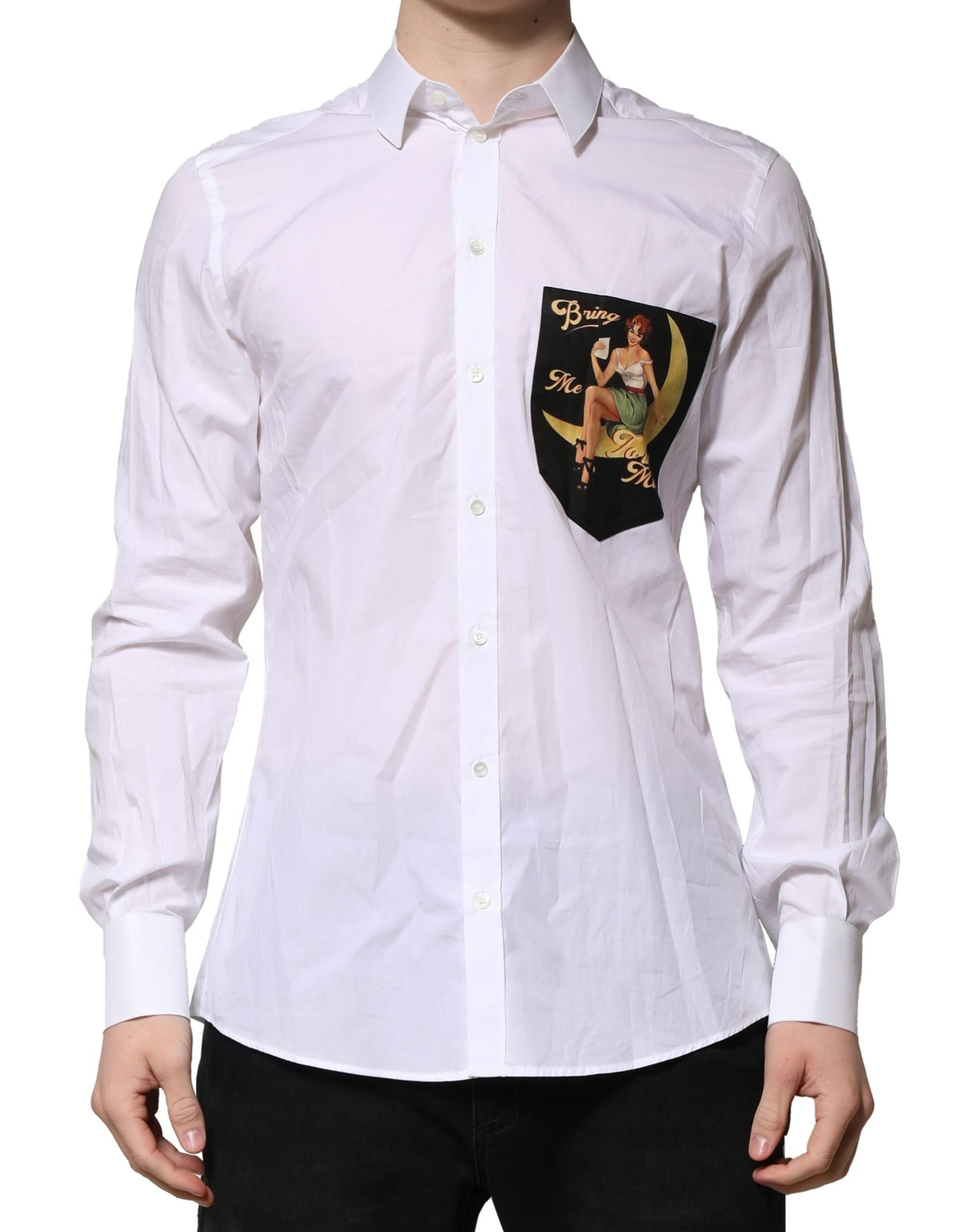 White MARTINI Long Sleeves Men Formal Shirt-Dolce & Gabbana-LabelTerrace.com