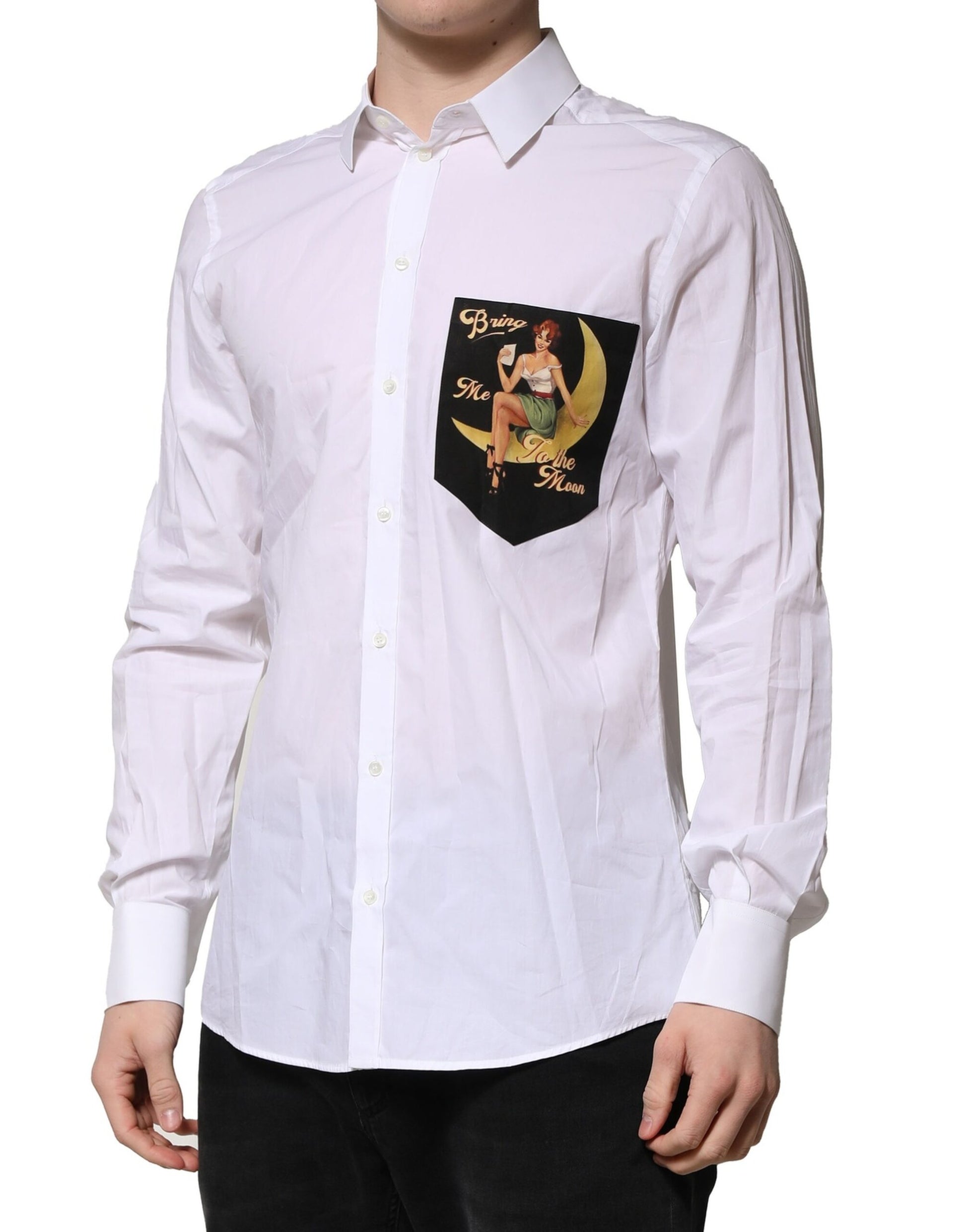White MARTINI Long Sleeves Men Formal Shirt-Dolce & Gabbana-LabelTerrace.com