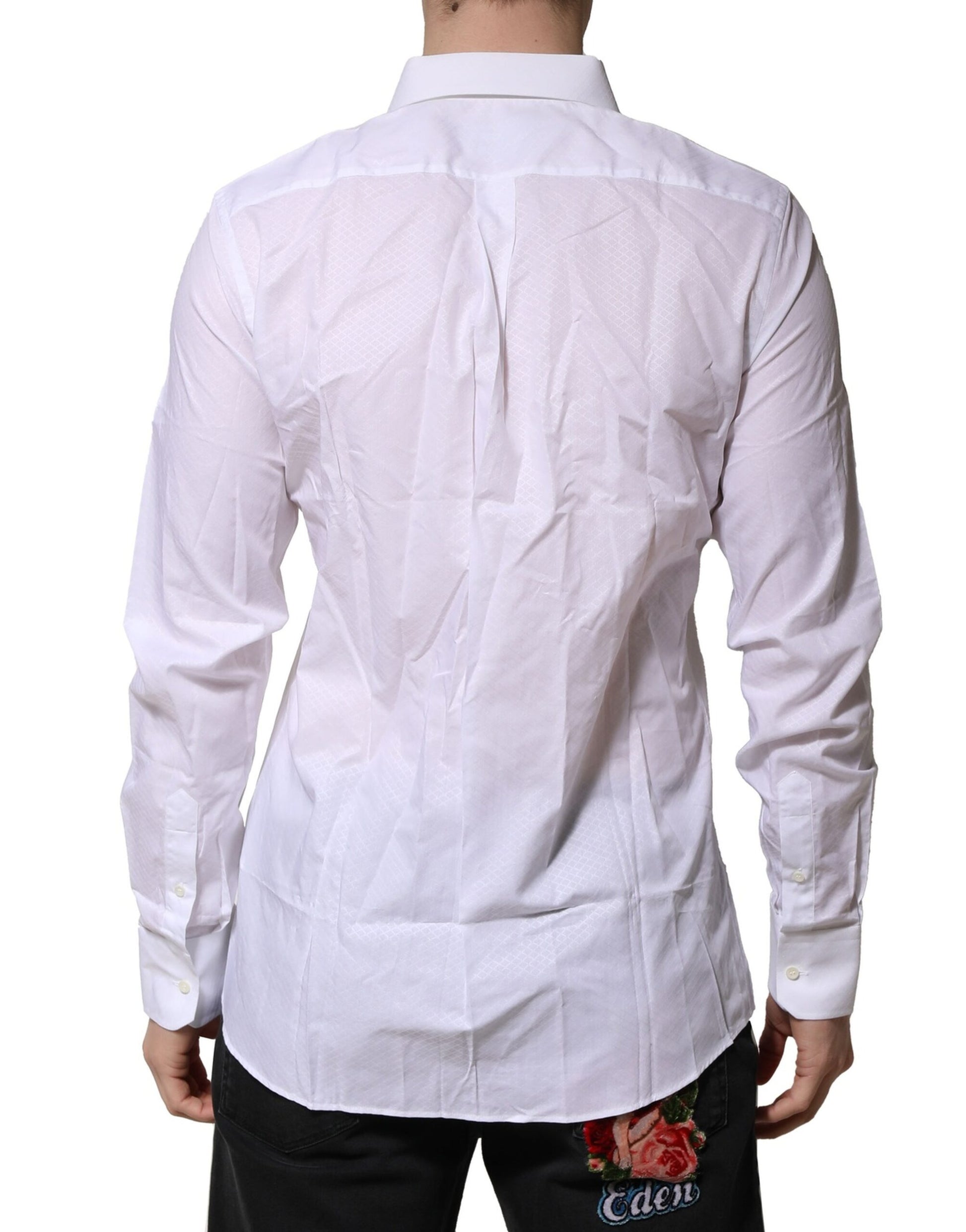 White MARTINI Long Sleeves Men Formal Shirt-Dolce & Gabbana-LabelTerrace.com