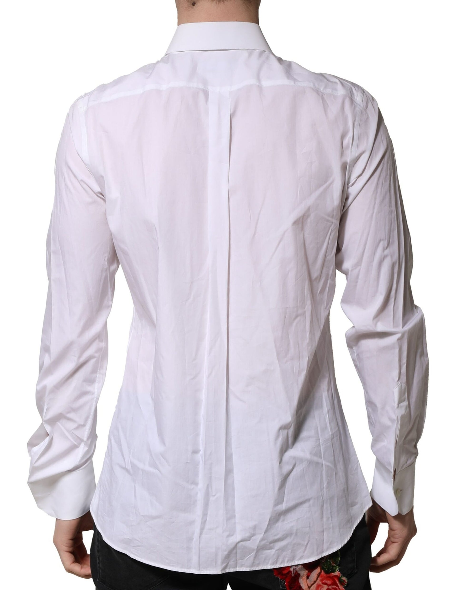 White MARTINI Long Sleeves Men Formal Shirt-Dolce & Gabbana-LabelTerrace.com