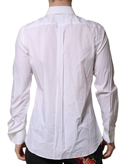 White MARTINI Long Sleeves Men Formal Shirt-Dolce & Gabbana-LabelTerrace.com