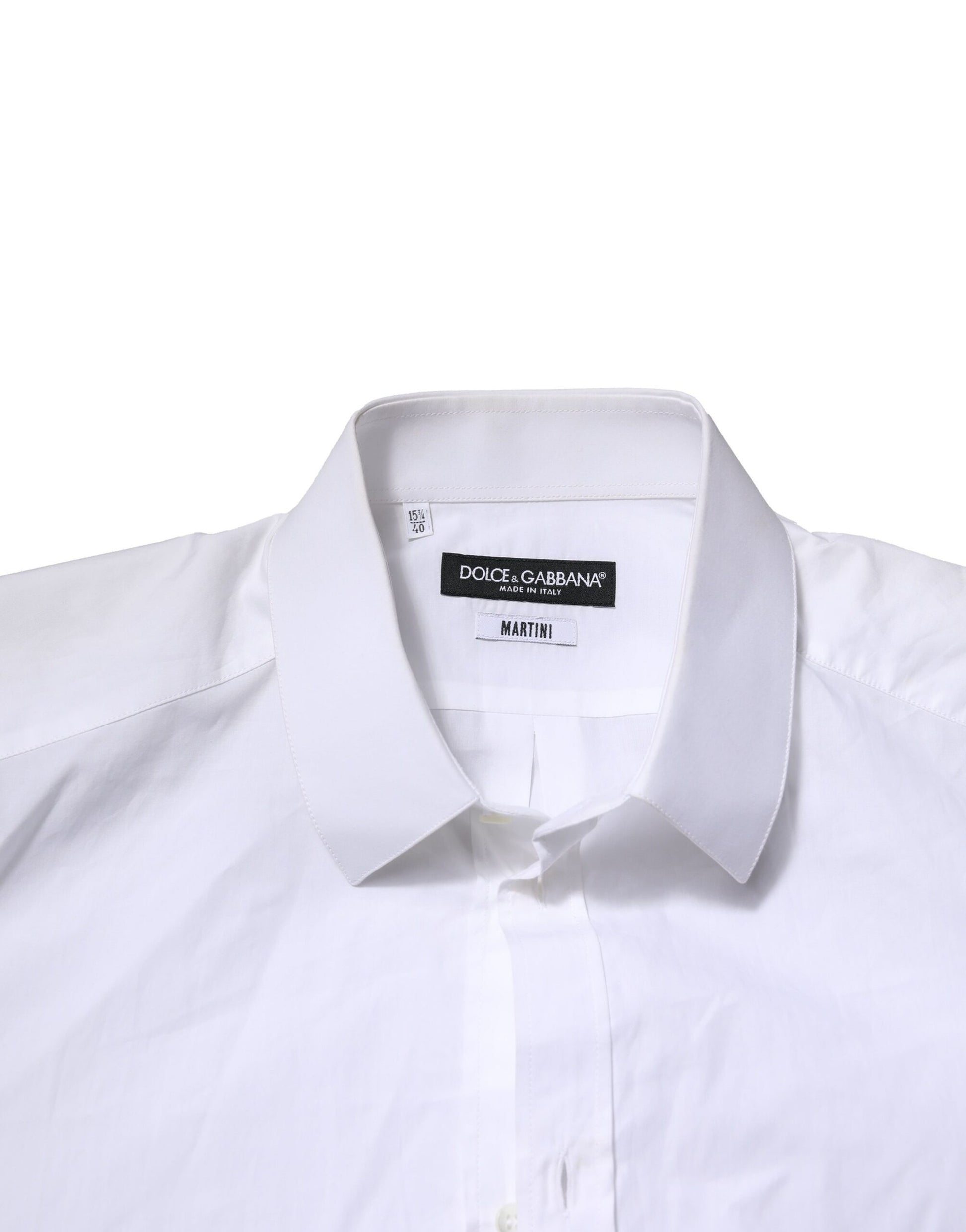 White MARTINI Long Sleeves Men Formal Shirt-Dolce & Gabbana-LabelTerrace.com