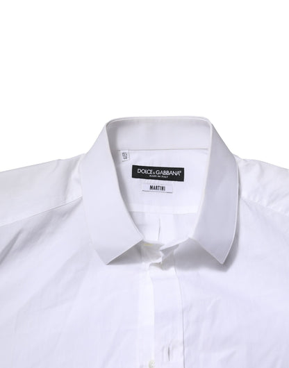 White MARTINI Long Sleeves Men Formal Shirt-Dolce & Gabbana-LabelTerrace.com