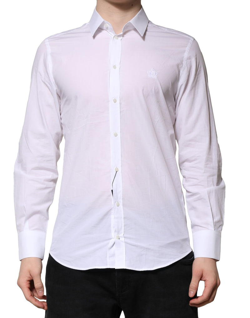 White MARTINI Long Sleeves Men Formal Shirt-Dolce & Gabbana-LabelTerrace.com
