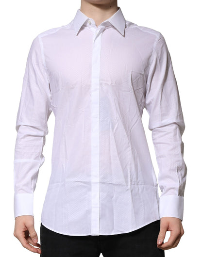 White MARTINI Long Sleeves Men Formal Shirt-Dolce & Gabbana-LabelTerrace.com