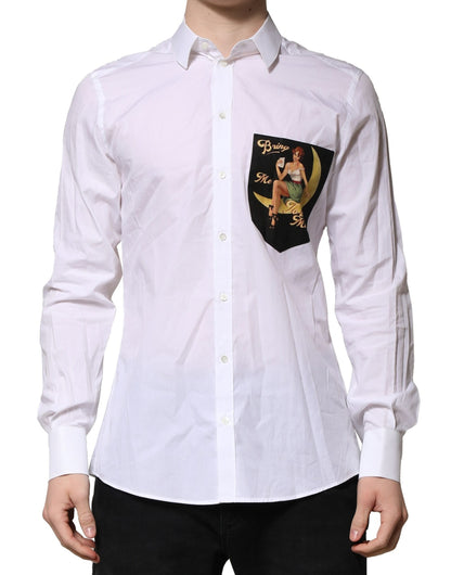 White MARTINI Long Sleeves Men Formal Shirt-Dolce & Gabbana-LabelTerrace.com