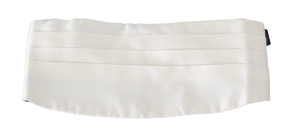 White Men Waist Belt 100% Silk Cummerbund-Dolce & Gabbana-LabelTerrace.com