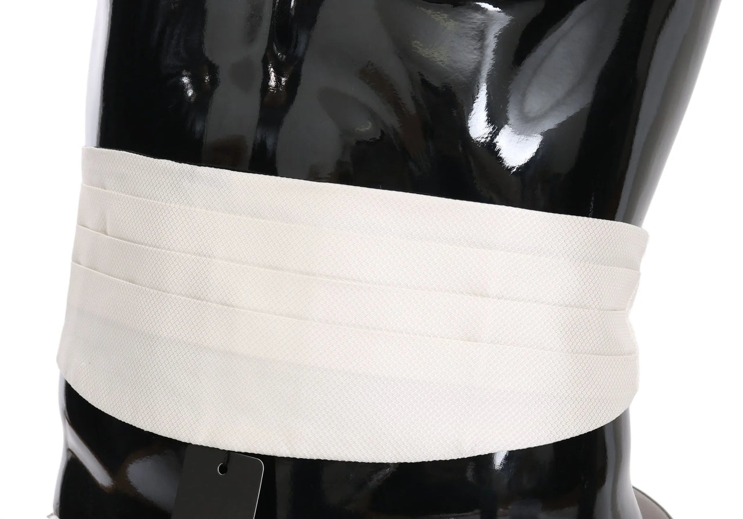White Men Waist Belt 100% Silk Cummerbund-Dolce & Gabbana-LabelTerrace.com