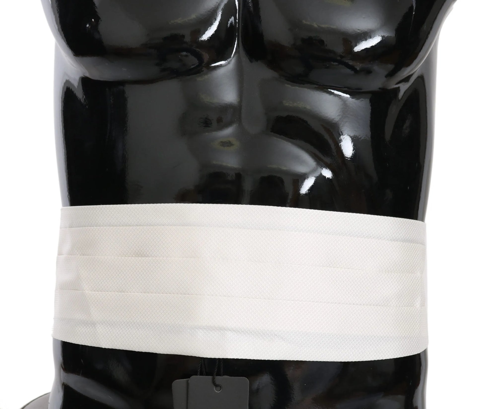White Men Waist Belt 100% Silk Cummerbund-Dolce & Gabbana-LabelTerrace.com