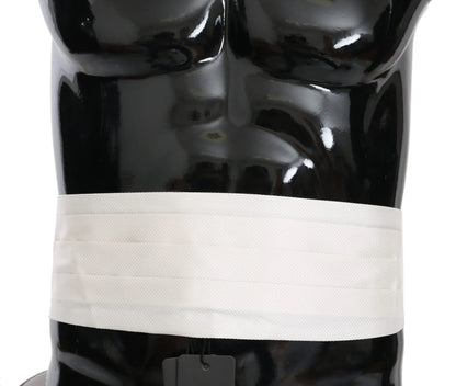 White Men Waist Belt 100% Silk Cummerbund-Dolce & Gabbana-LabelTerrace.com