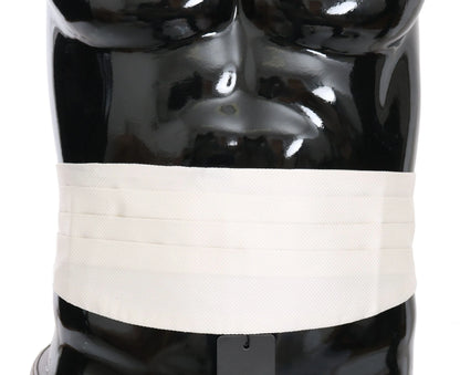 White Men Waist Belt 100% Silk Cummerbund-Dolce & Gabbana-LabelTerrace.com
